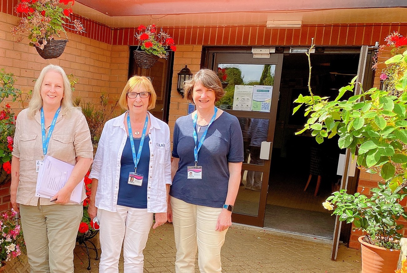 Volunteers at a visit to a care home.