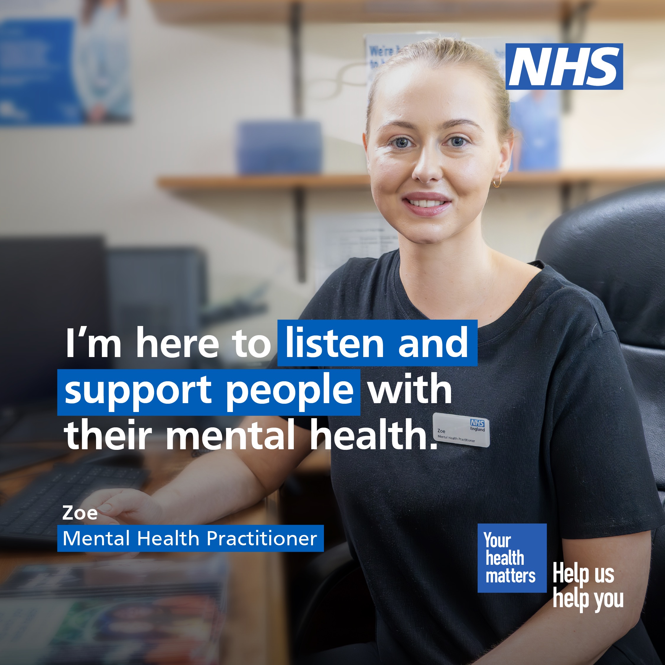 Zoe, a mental health practitioner at a GP practice