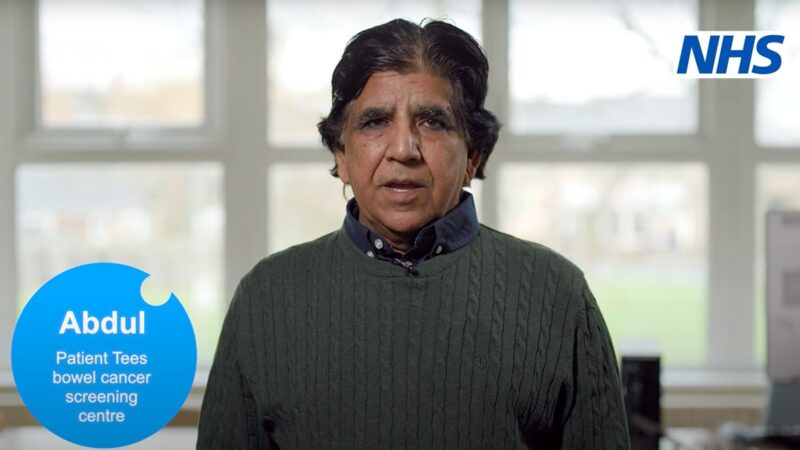 Abdul, a patient at a bowel cancer screening centre.