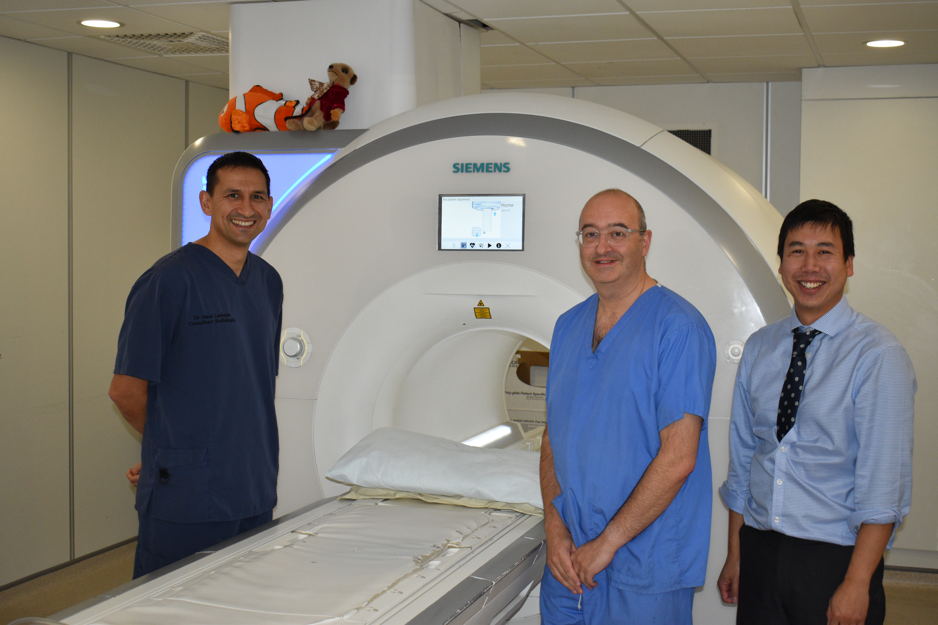 Dr Neal Larkman, Dr Dan Fascia and Dr Gui Tran who led the funding bid for a research MRI scanner at Harrogate Hospital.