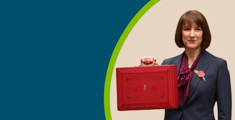 Chancellor Rachael Reeves holding the budget briefcase as the Autumn Budget 2024 is announced.