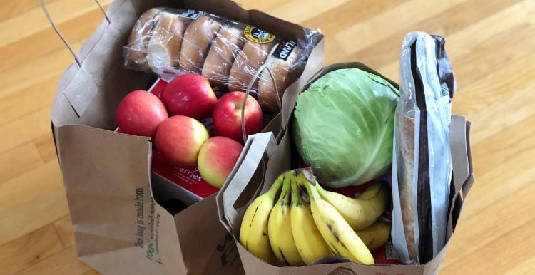 Bags of food items from a foodbank